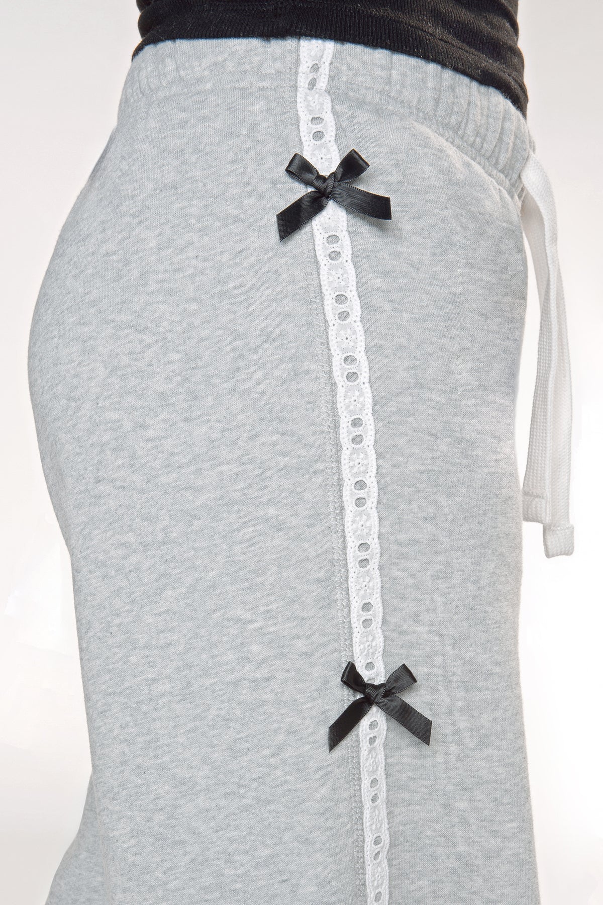 Butter French Terry Wide Leg Pant - Heather Grey Black Bow - NEW!