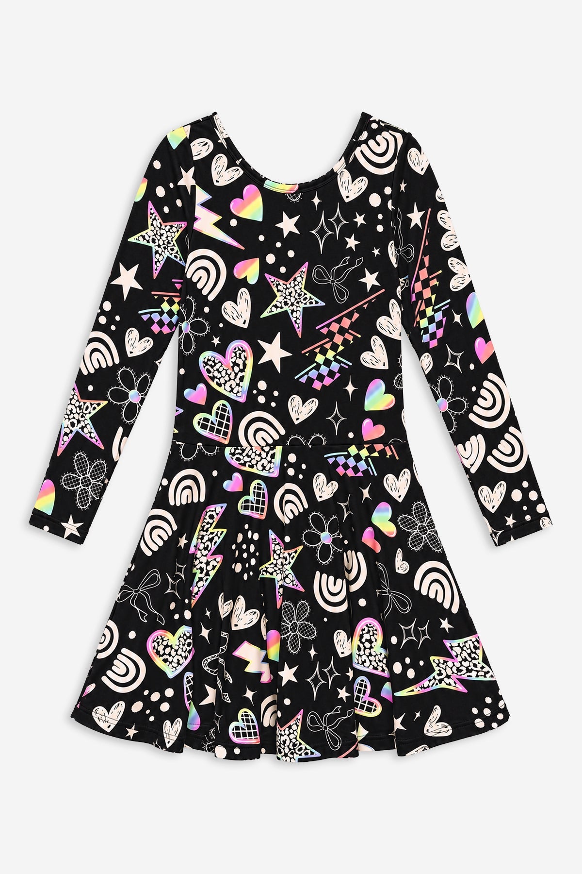 Simply Soft Long Sleeve Skater Dress - Taupe Leopard Star Bolt - NEW!