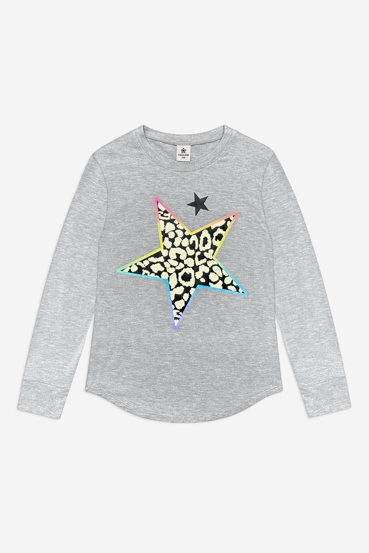 Modal Long Sleeve Shirttail Top - Heather Grey Leopard Star - NEW!