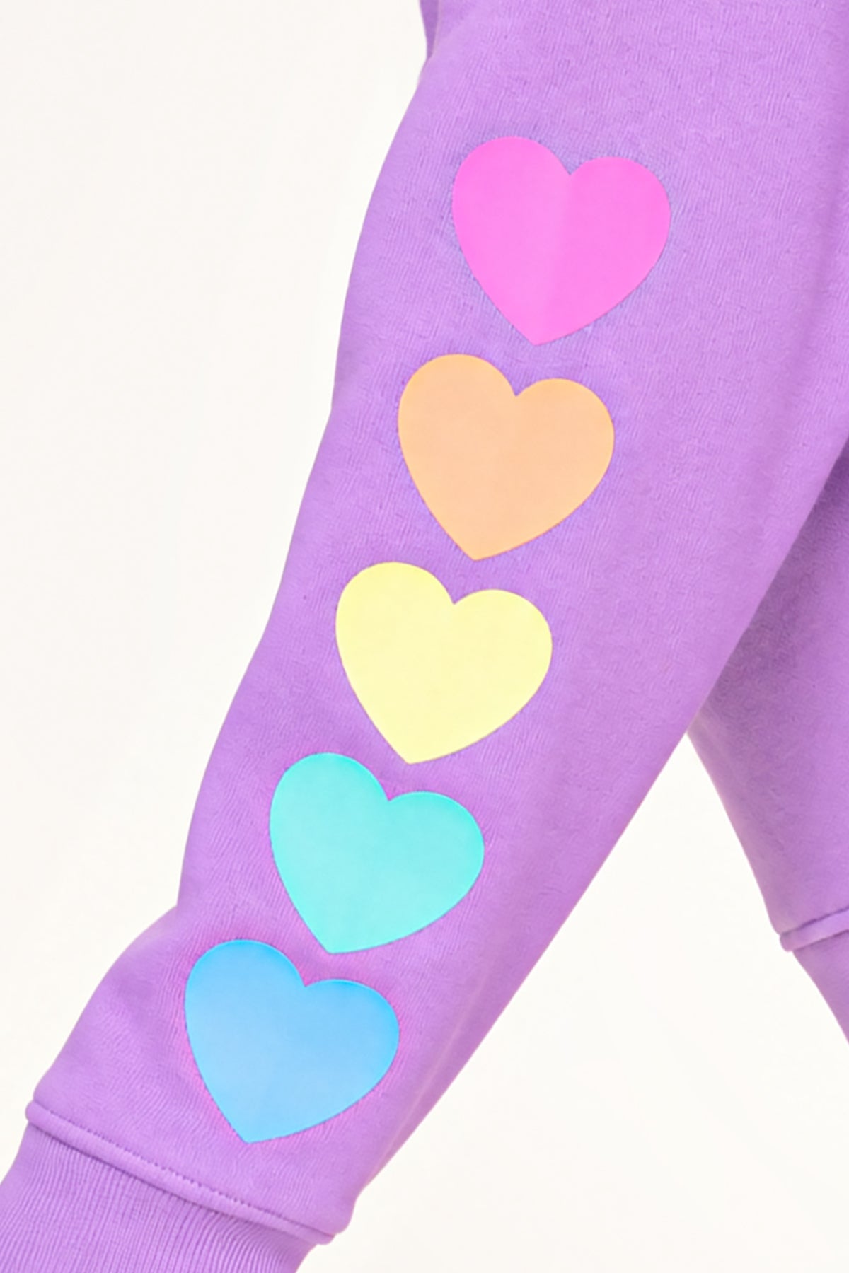 Cloud Soft French Terry Everyday Sweatshirt - Neon Purple Rainbow Hearts - NEW!