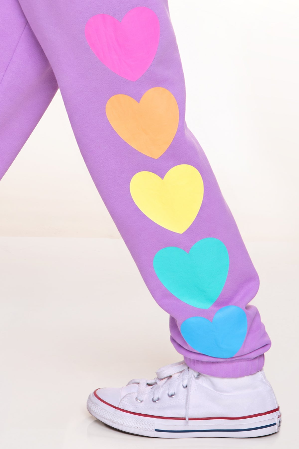 Cloud Soft French Terry Sweatpant - Neon Purple Rainbow Hearts - NEW!