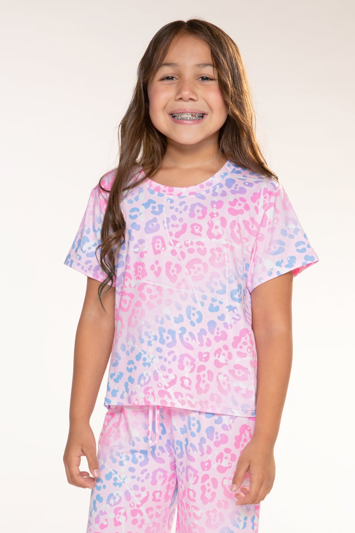 Simply Soft Easy Tee & Karate Pant - Purple Blue Ombre Leopard Splatter - NEW!