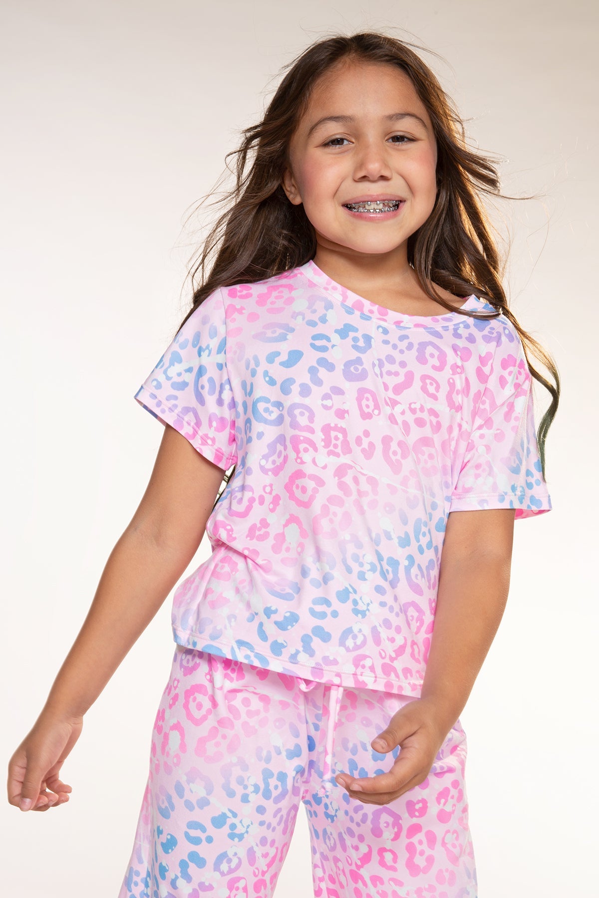 Simply Soft Easy Tee & Karate Pant - Purple Blue Ombre Leopard Splatter - NEW!