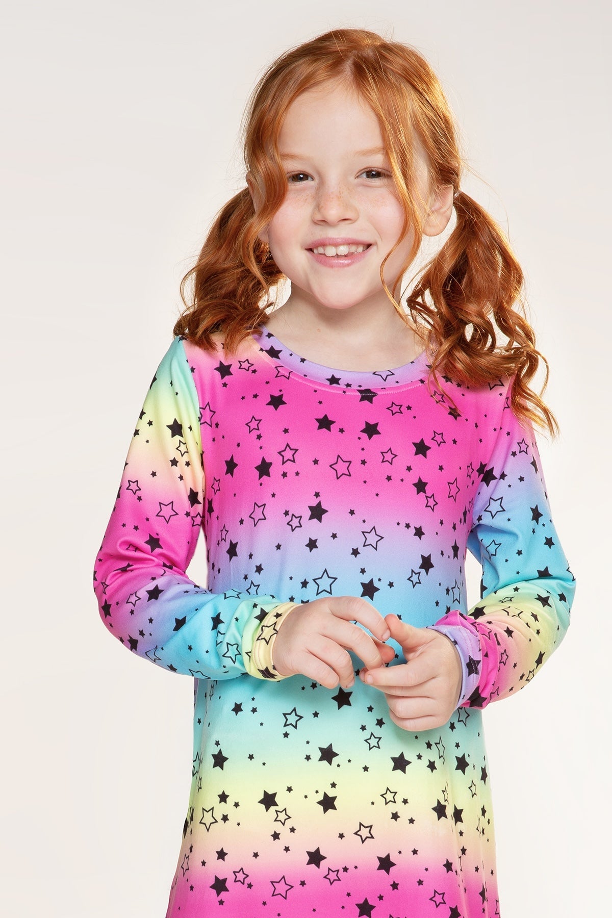 Simply Soft Long Sleeve Ruffle Lounge Dress - Neon Hot Pink Rainbow Gummy Bear - NEW!