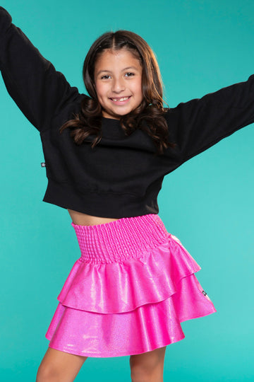 Smocked Skirt - Bubblegum Pink Glitter