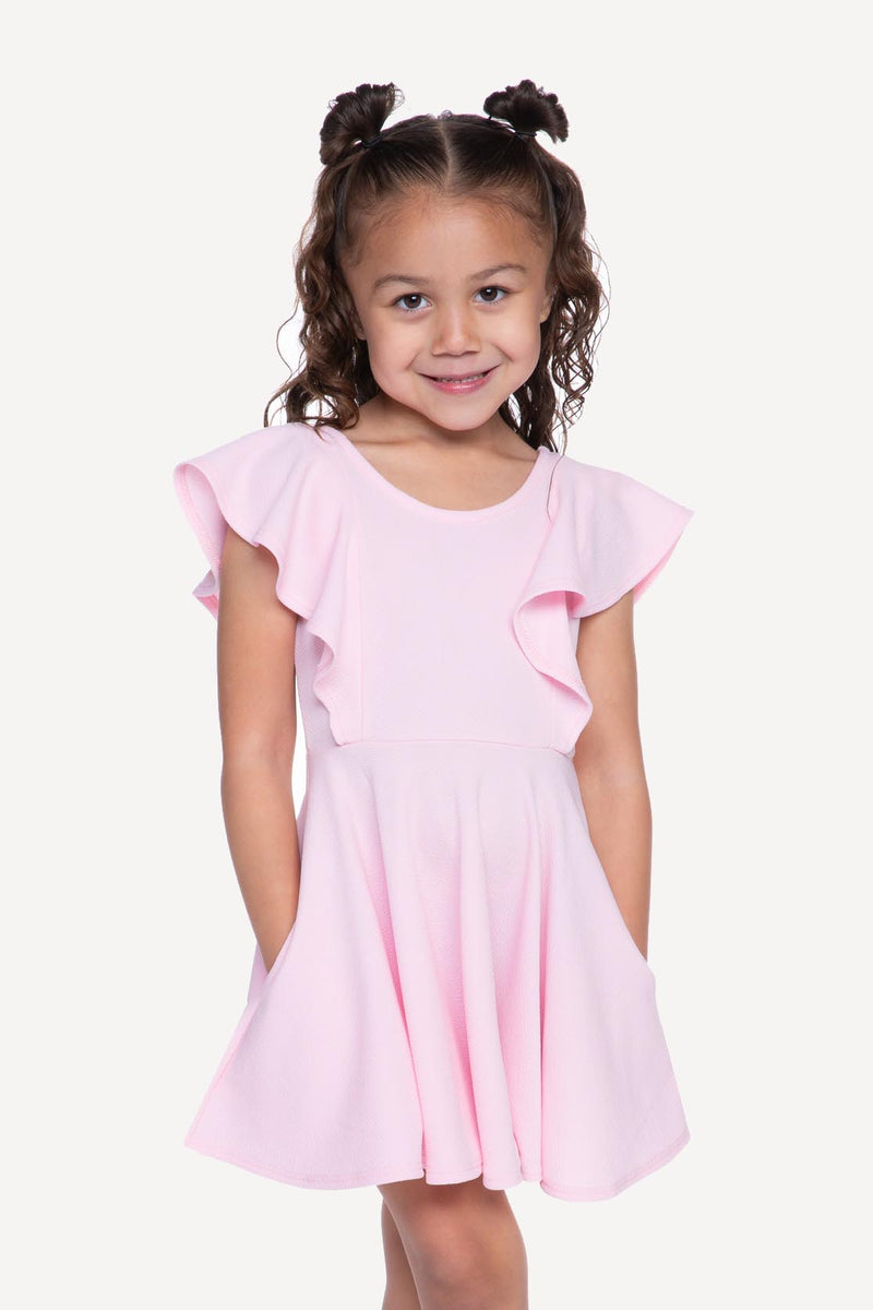 Flutter Pocket Skater Dress - Pink Texture