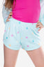 French Terry Dolphin Short - Ice Mint Pink Stars