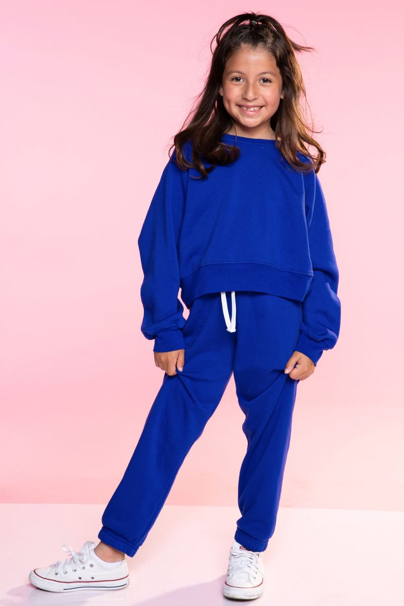 French Terry Luxe Skimmer Crew Sweatshirt - Neon Royal Blue