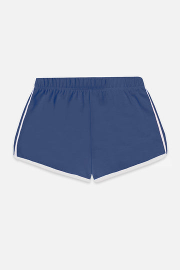 French Terry Dolphin Short - Denim White Piping