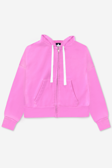 French Terry Luxe Drop Shoulder Zip Hoodie - Bubble Pink