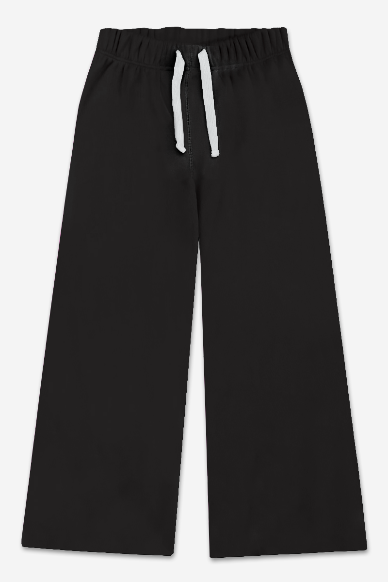 French Terry Luxe Wide Leg Sweatpant - Black