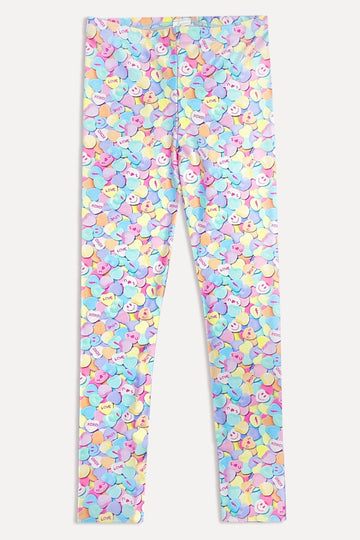 High Shine Long Legging - Pastel Candy Hearts