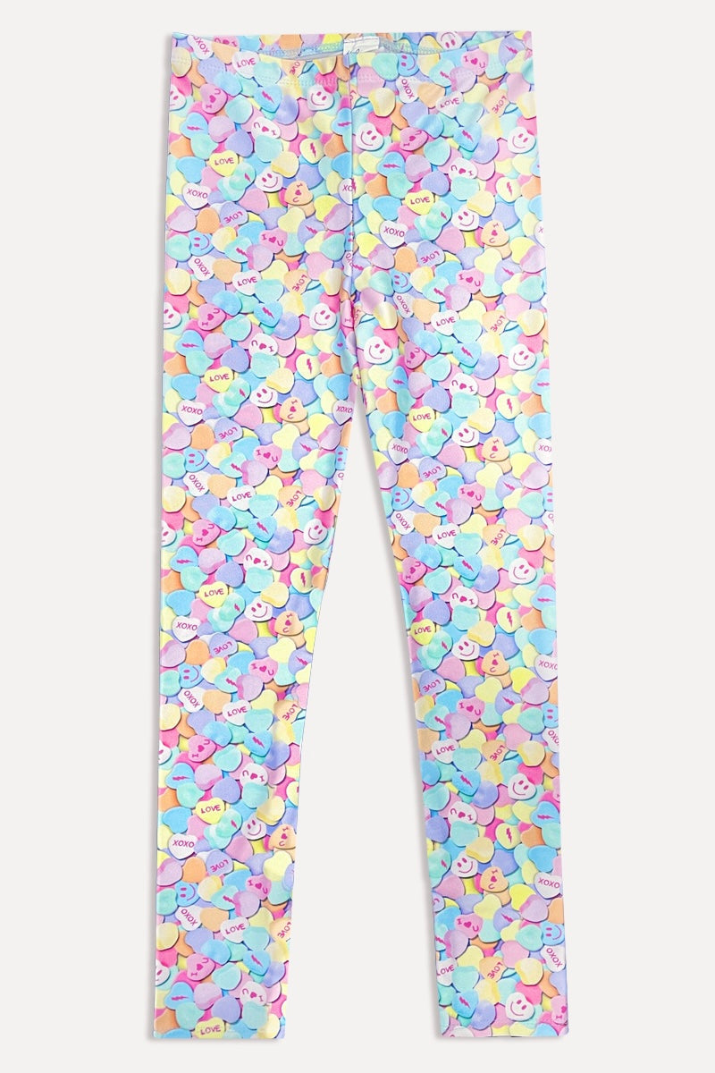 High Shine Long Legging - Pastel Candy Hearts