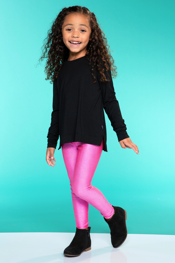 Glitter Foil Long Legging - Pixie Pink Glitter