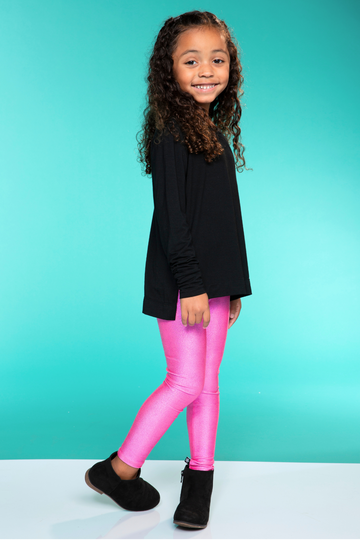 Glitter Foil Long Legging - Pixie Pink Glitter