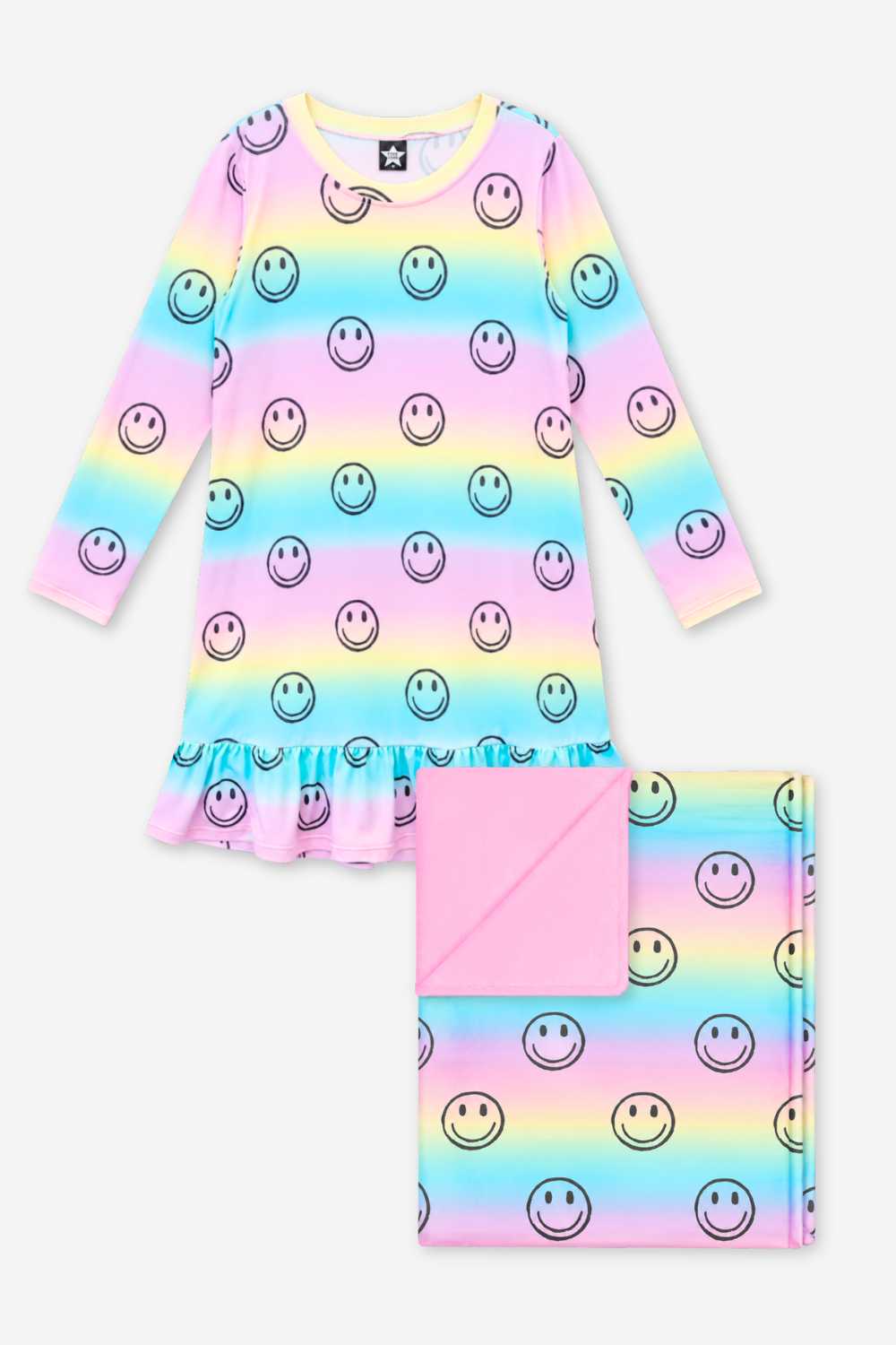 Gift Set - Lounge Dress & Cozy Blanket - Pink Rainbow Unicorn - NEW!