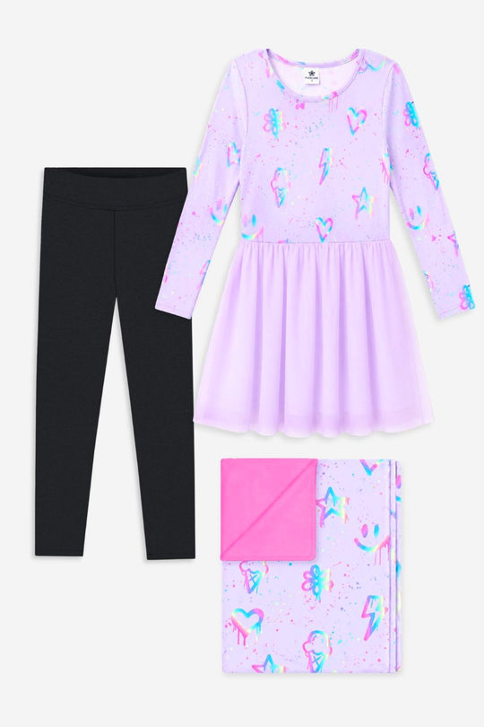 Gift Set - Simply Soft Tulle Dress, Legging & Cozy Blanket