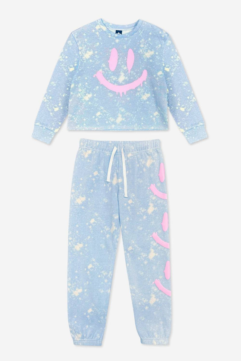 Pack Heavyweight Cotton French Terry Sweatsuit - Denim Bleach Smile