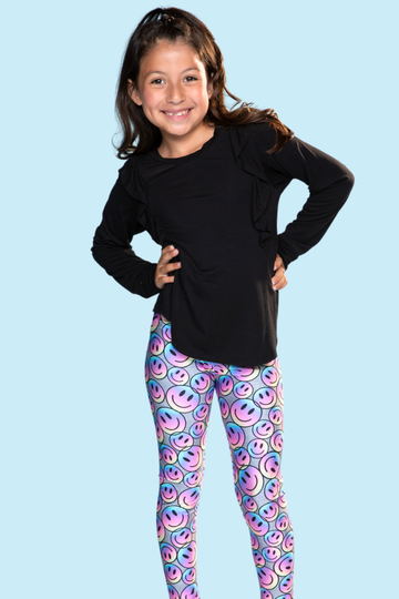 High Shine Long Legging - Pink Ombre Smiley