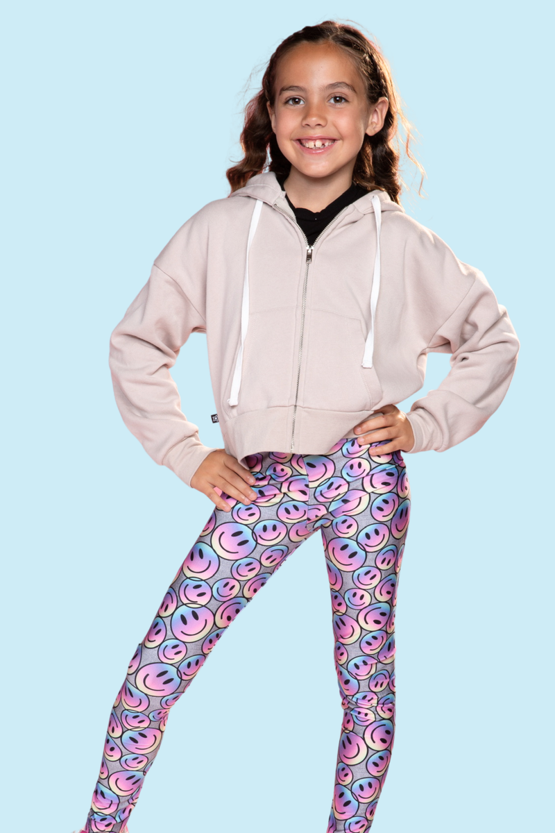 High Shine Long Legging - Pink Ombre Smiley