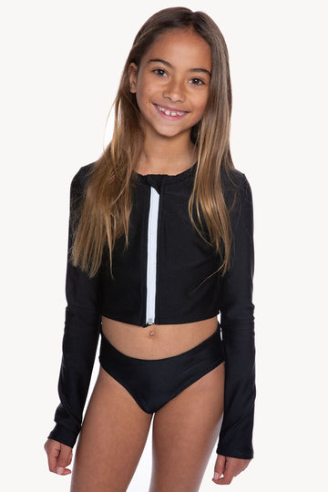 High Shine Plus Cropped Zip Rashguard & Bottom - Black