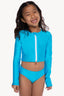 High Shine Plus Cropped Zip Rashguard & Bottom - Neon Aqua