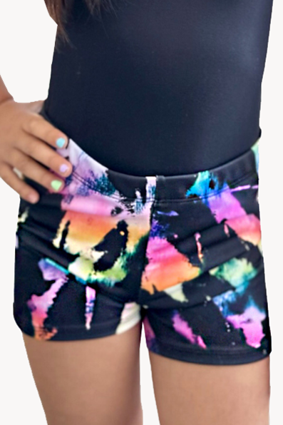 High Shine Tumble Short - Bleached Rainbow Tie Dye