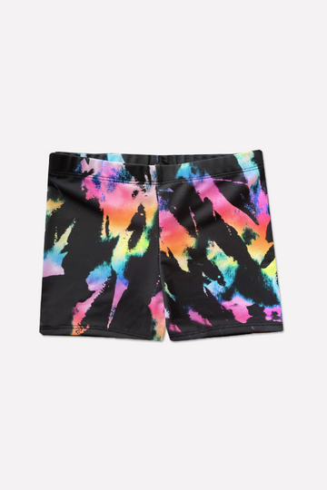 High Shine Tumble Short - Bleached Rainbow Tie Dye