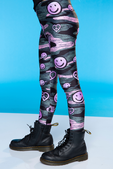 High Shine Long Legging - Camo Pink Peace