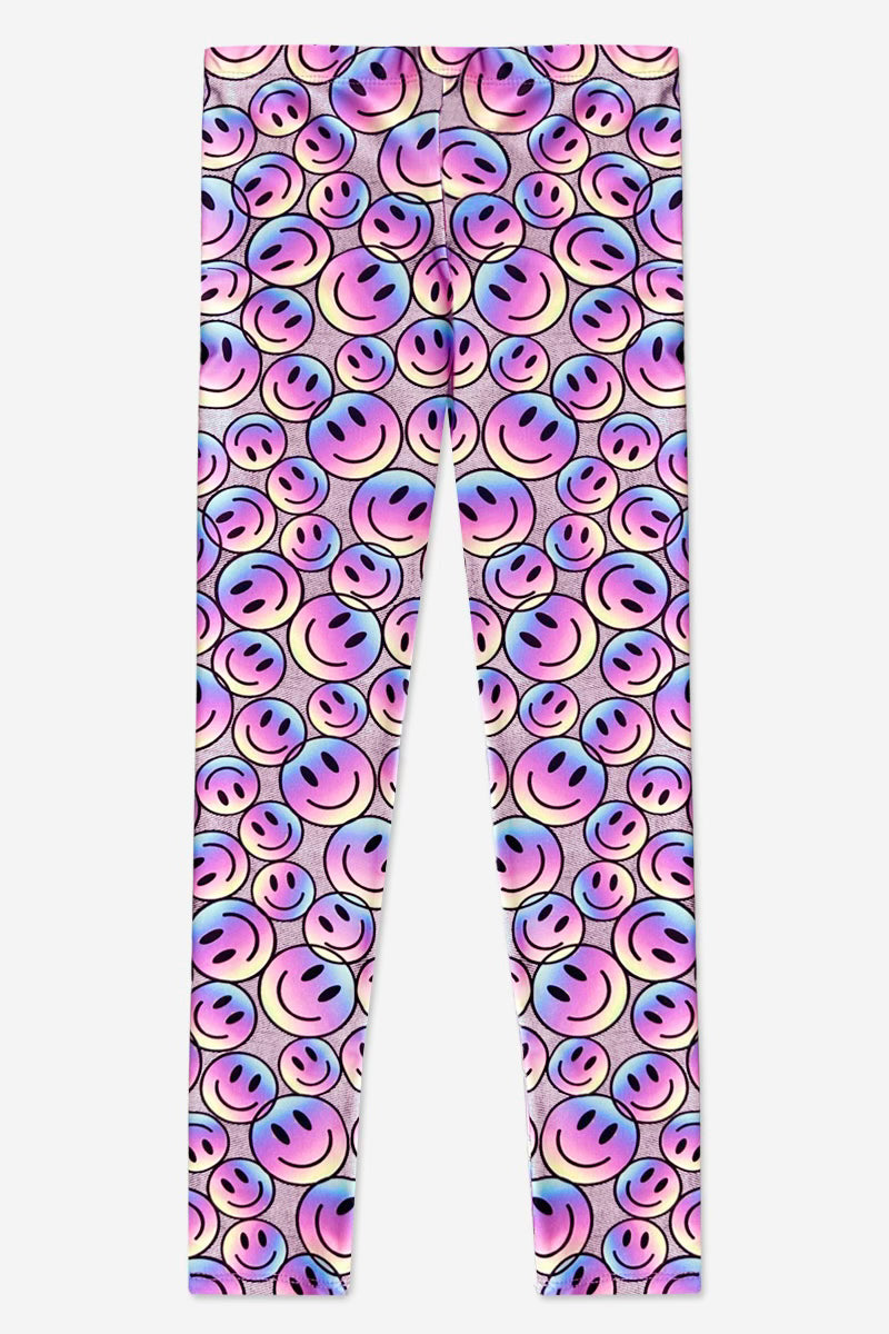 High Shine Long Legging - Pink Ombre Smiley