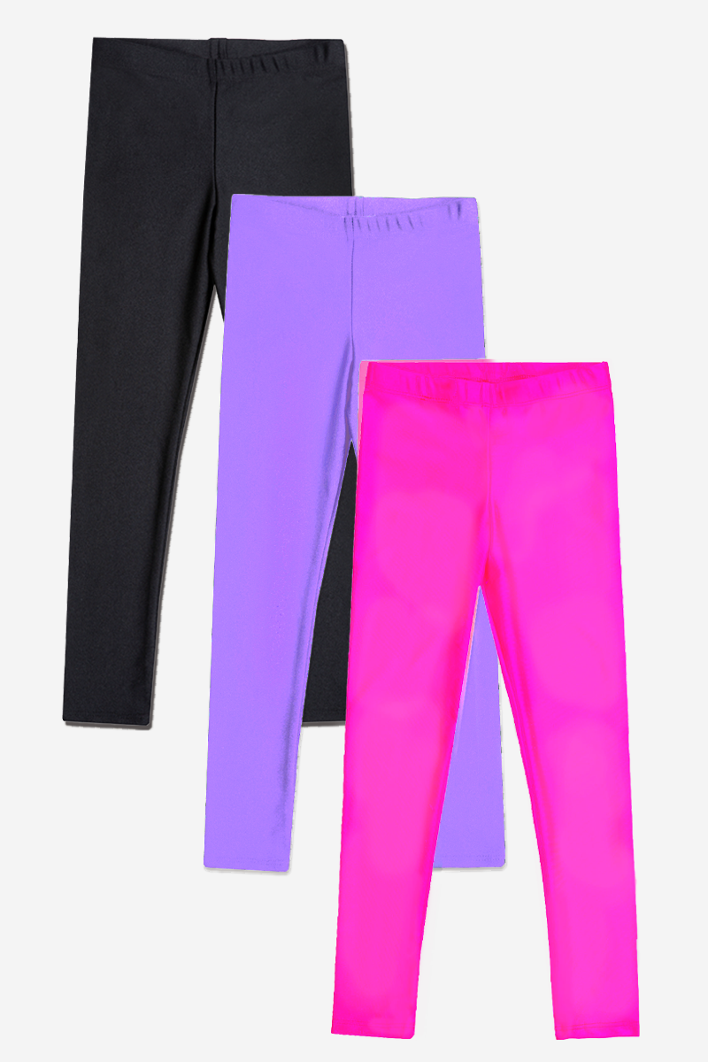 High Shine Long Legging Multi Pack - Black Hot Pink Purple Haze