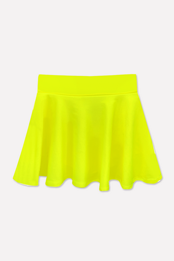 High Shine Mid Waist Skater Skort - Neon Yellow