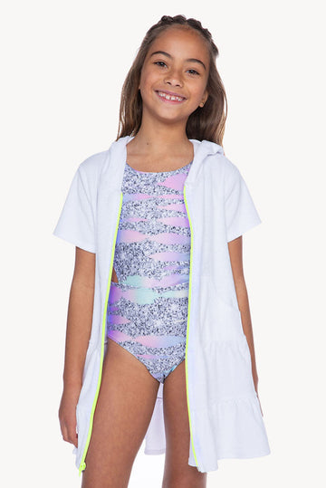 Loop Terry Zip Swim Coverup - White