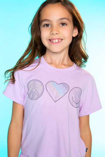 Simply Soft Easy Tee - Lilac Peace Love Rhinestone