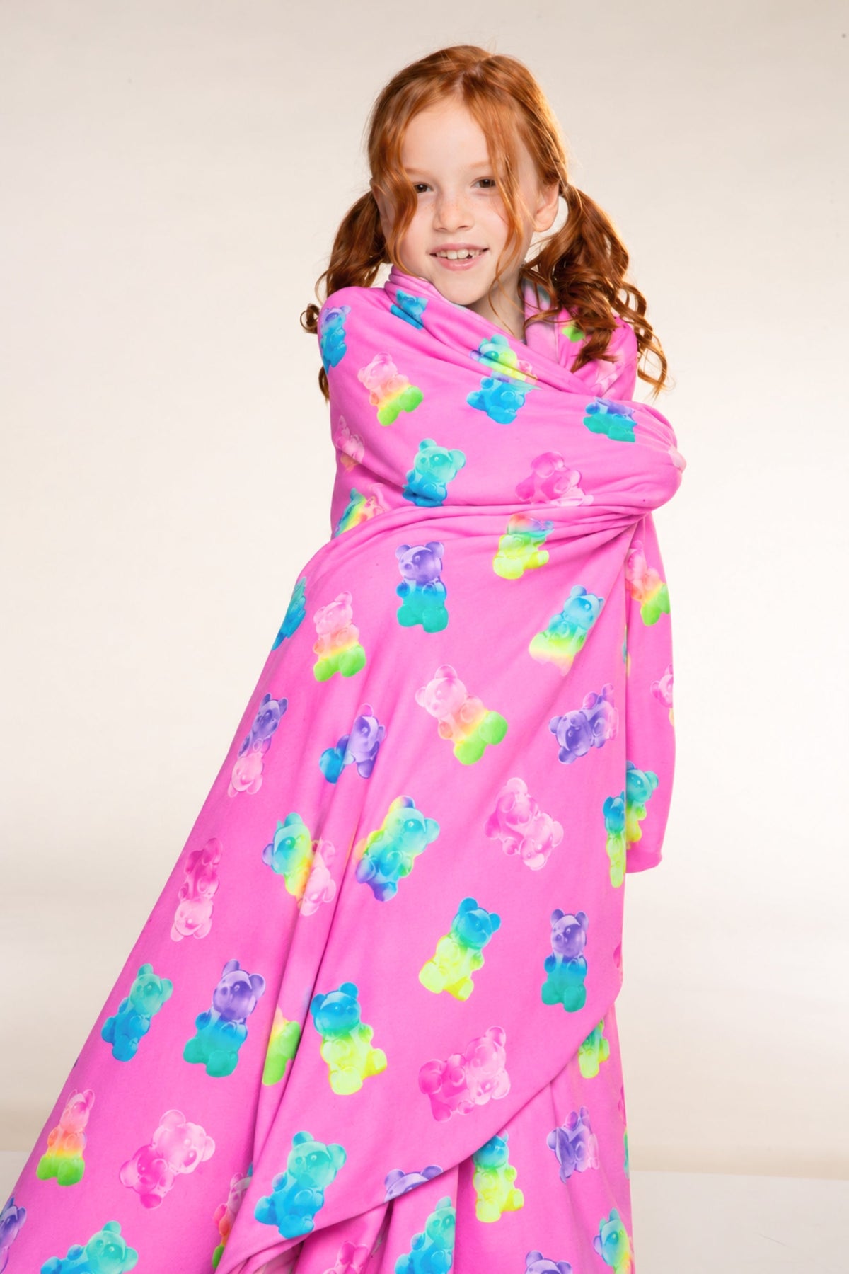 Simply Soft Reversible Blanket - Neon Hot Pink Rainbow Gummy Bear - NEW!