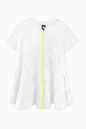 Loop Terry Zip Swim Coverup - White