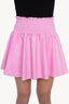 Vegan Leather Smocked Skater Skirt - Candy Pink