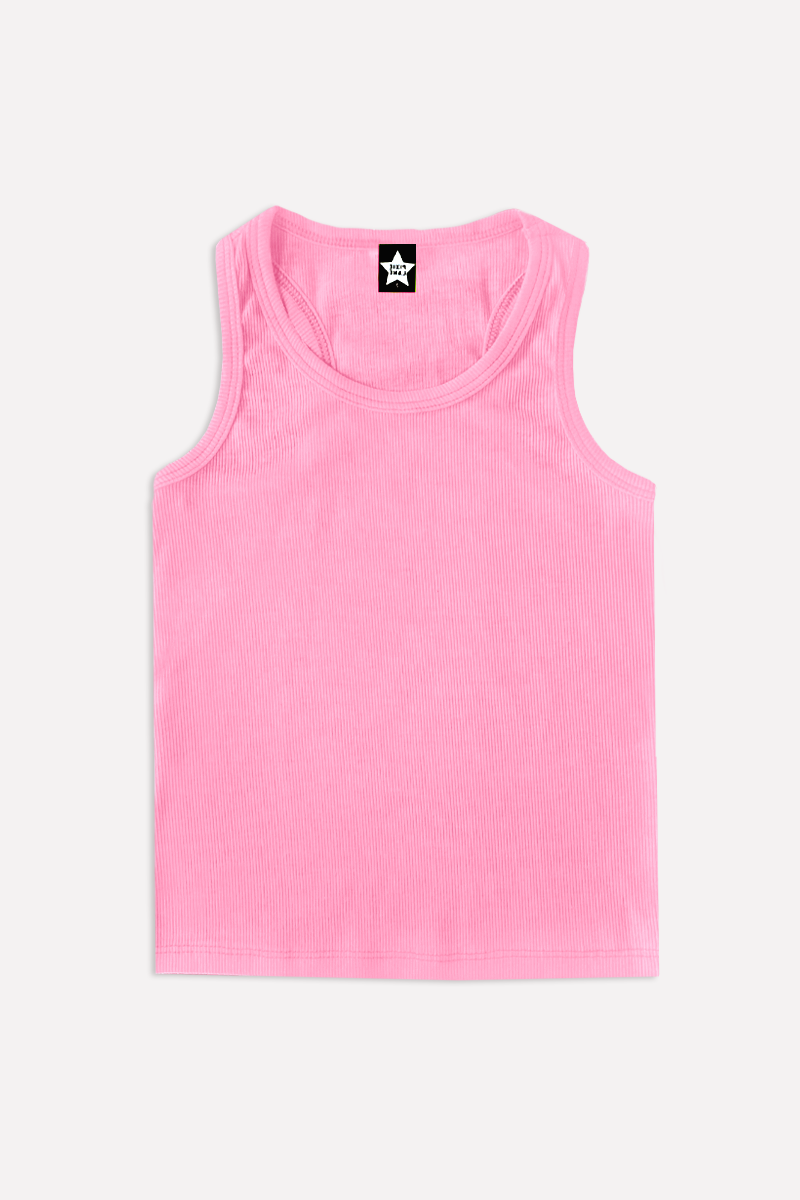 Ribbed Racerback Tank - Pop Pink