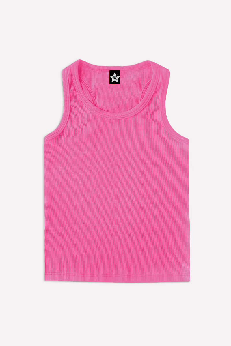 Ribbed Racerback Tank - Pink Punch