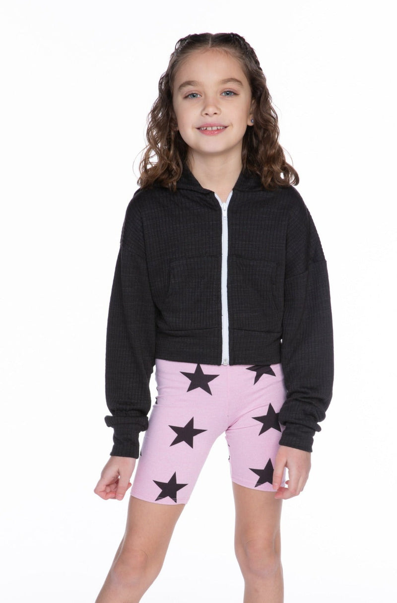 Simply Soft Luxe Biker Short - Pink Black Stars