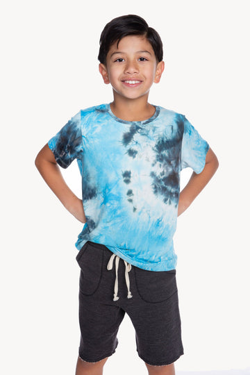 Simply Soft Short Sleeve Tee - Charcoal Aqua Tie Dye