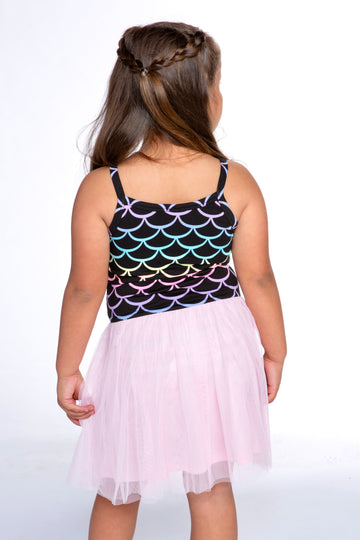 Simply Soft Strappy Be Happy Tulle Dress - Pink Black Ombre Mermaid