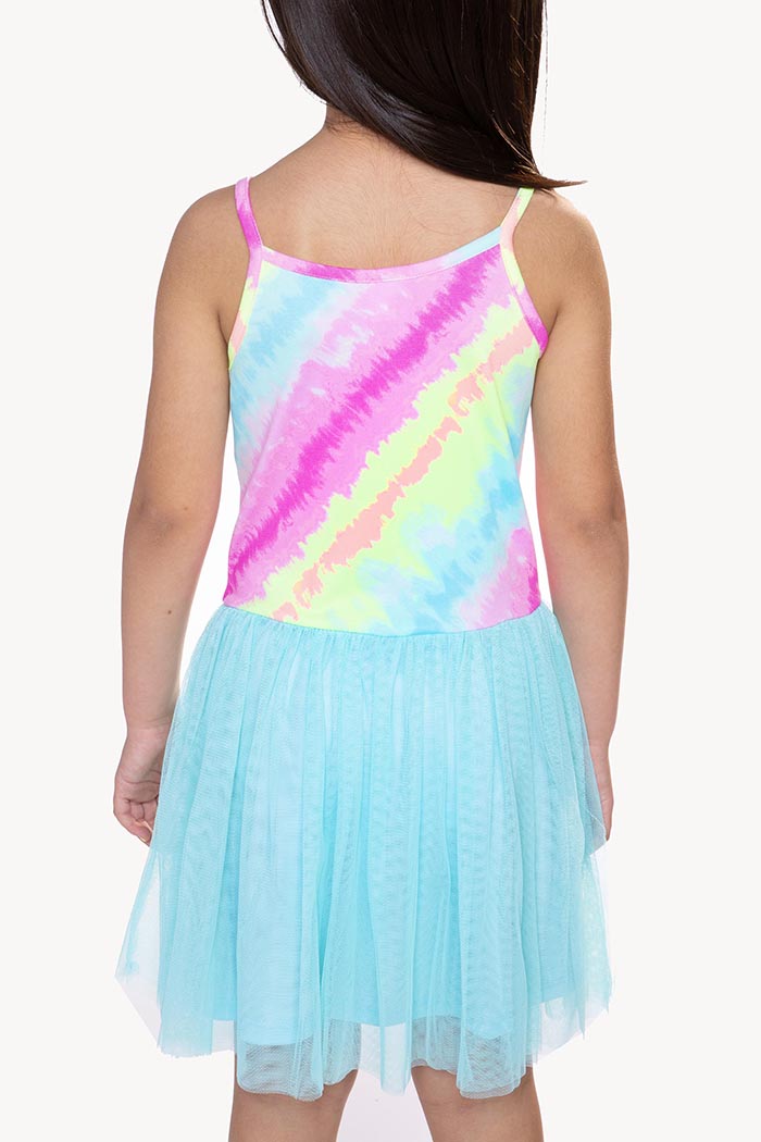 Simply Soft Strappy Be Happy Tulle Dress - Rainbow Sherbet Batik