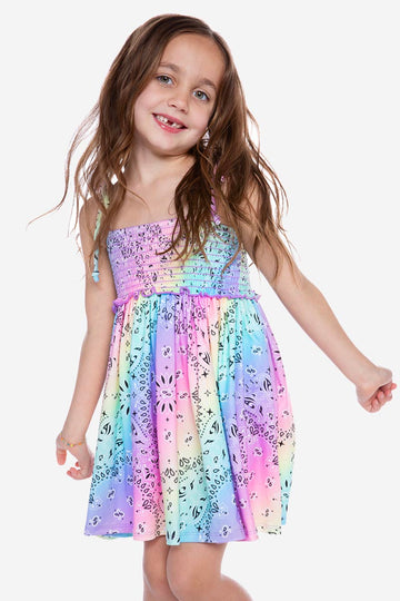 Simply Soft Strappy Smocked Dress - Pastel Ombré Bandana