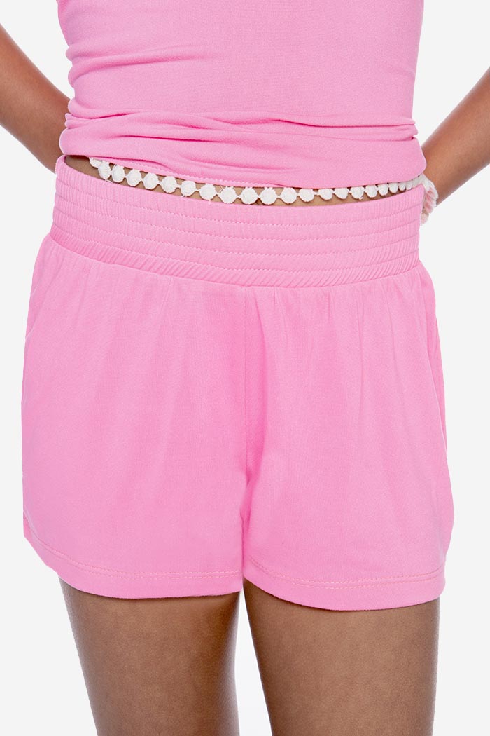 Simply Soft Smocked Short - Neon Pixie Pink