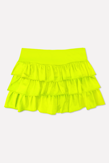 Simply Soft Triple Ruffle Skort - Neon Lemon Lime - Neon Lemon Lime