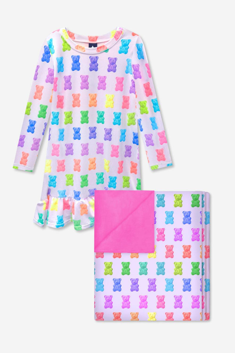 Pack Simply Soft Lounge Dress & Blanket - Lilac Rainbow Gummy Bear - NEW!