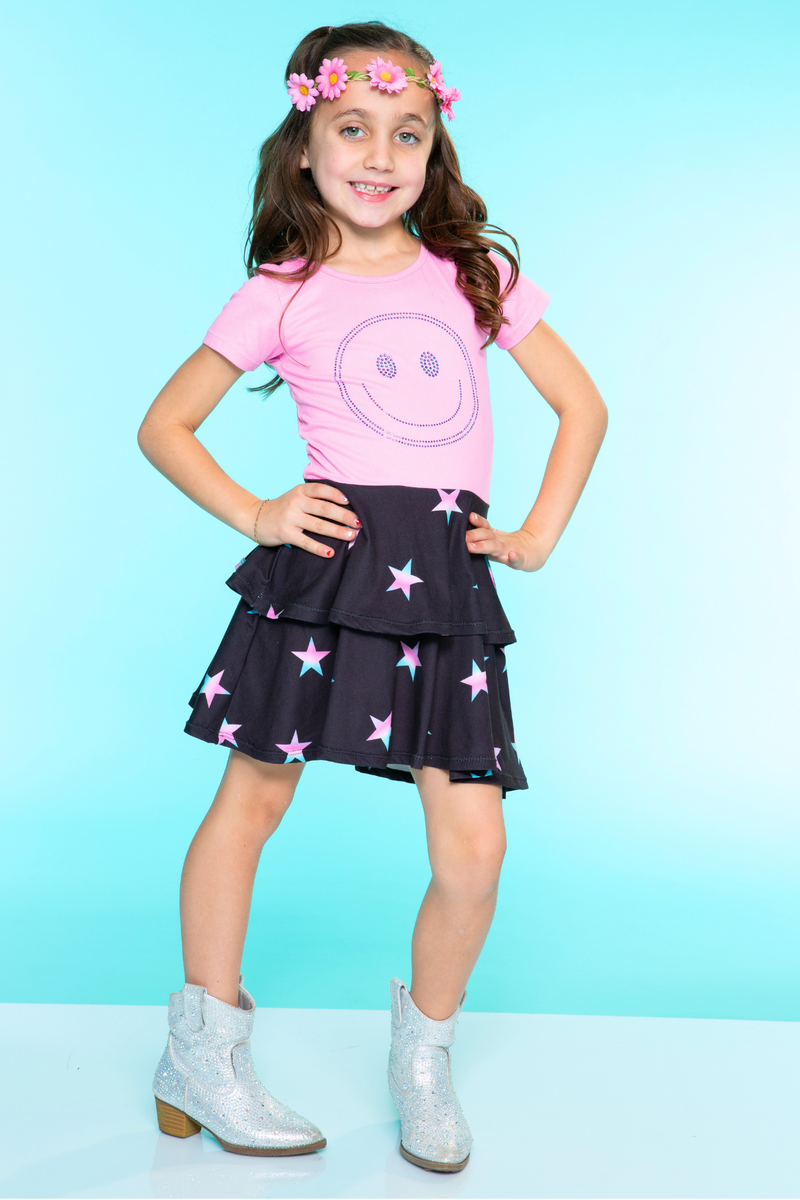 Simply Soft Short Sleeve Ruffle Skirt Dress