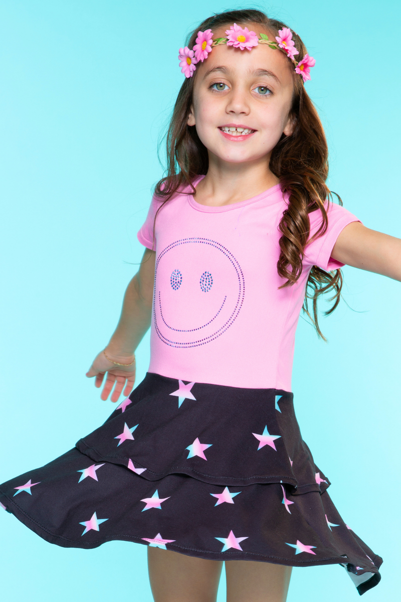 Simply Soft Short Sleeve Ruffle Skirt Dress