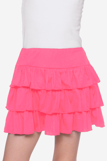 Simply Soft Triple Ruffle Skort - Neon Pink